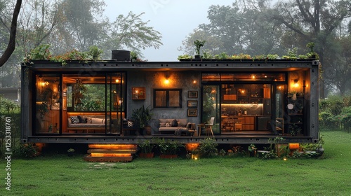 Modern Container Home Design Amidst Lush Greenery