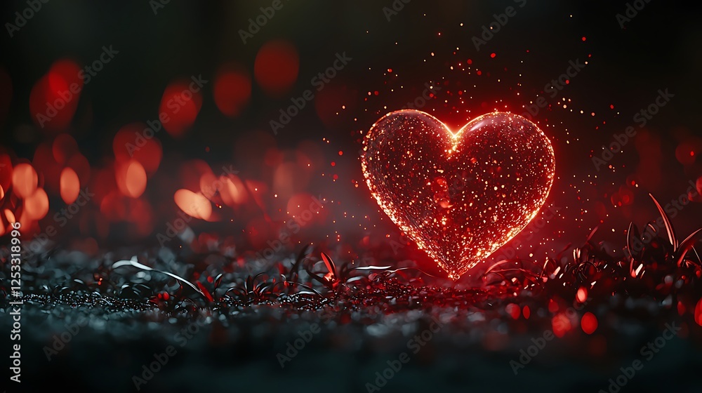 Glowing Heart in Dark Landscape Glowing Heart in Dark Landscape
