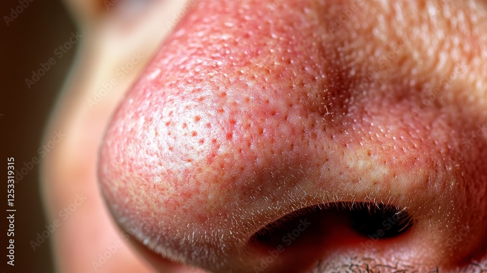 Fototapeta premium Close-up of Human Nose with Visible Pores and Texture Details
