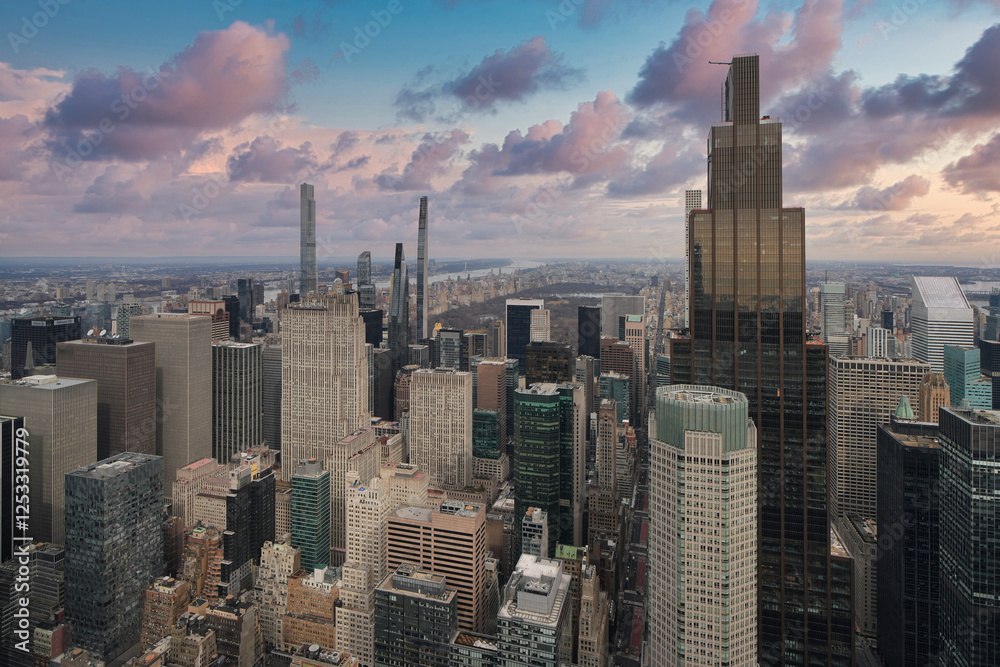 Naklejka premium Aerial view of Manhattan, New York.