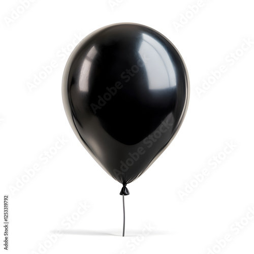 Elegant black balloon floating on white photography
