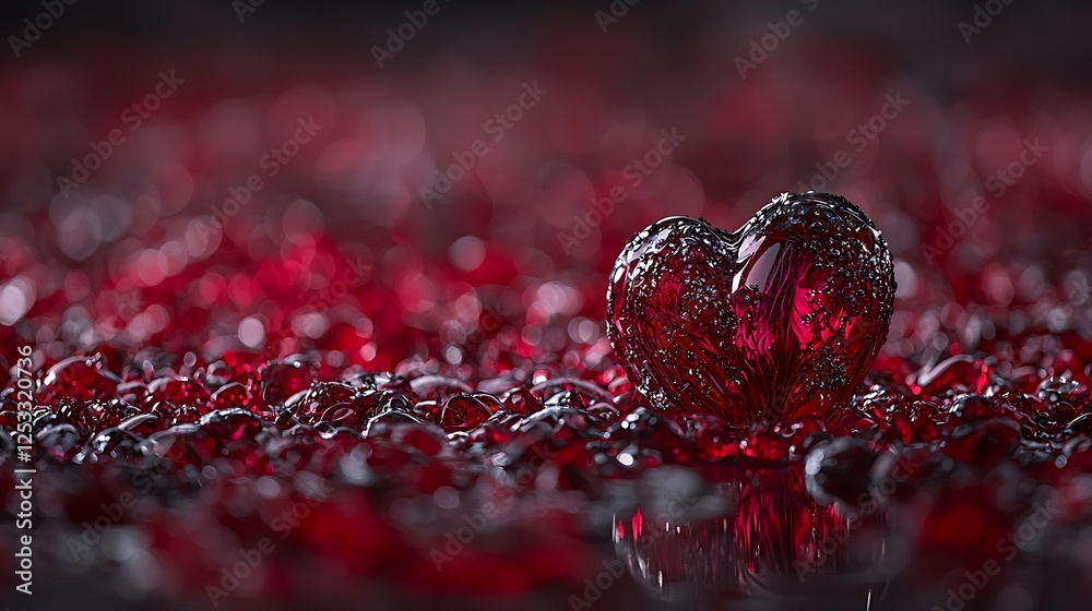 Red Glass Heart in a Sea of Gems Red Glass Heart in a Sea of Gems