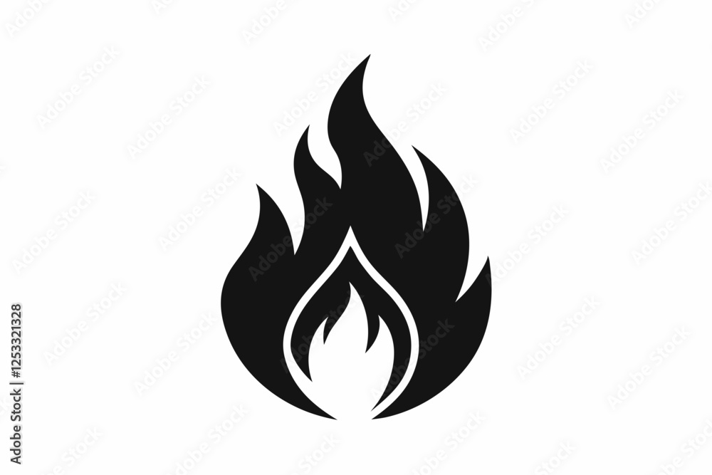 Fire Silhouette Vector Icon - Flame Black Symbol, Fire icon logo collection. Fire Silhouette Vector Icon - Flame Black Symbol, Fire icon logo collection.