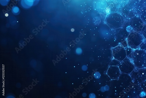 Molecular structure in blue science background .