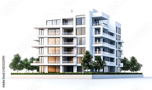 Condo building isolated on white background ,


