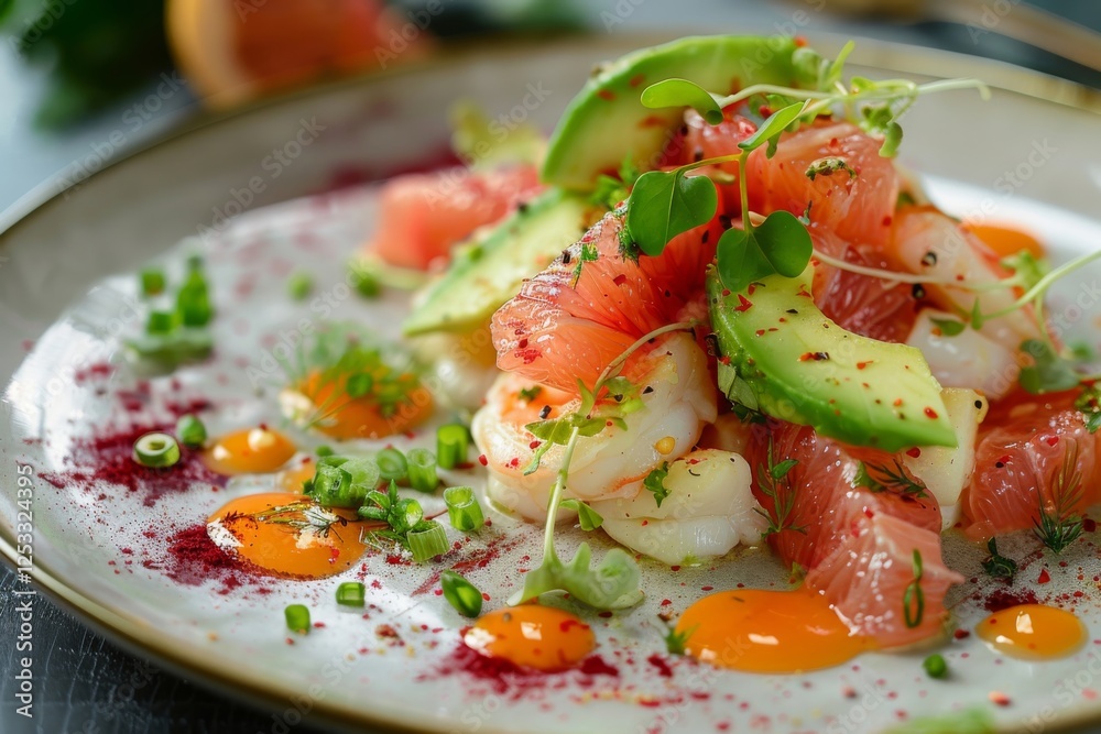 Fresh shrimp and avocado salad with citrus vinaigrette Fresh shrimp and avocado salad with citrus vinaigrette