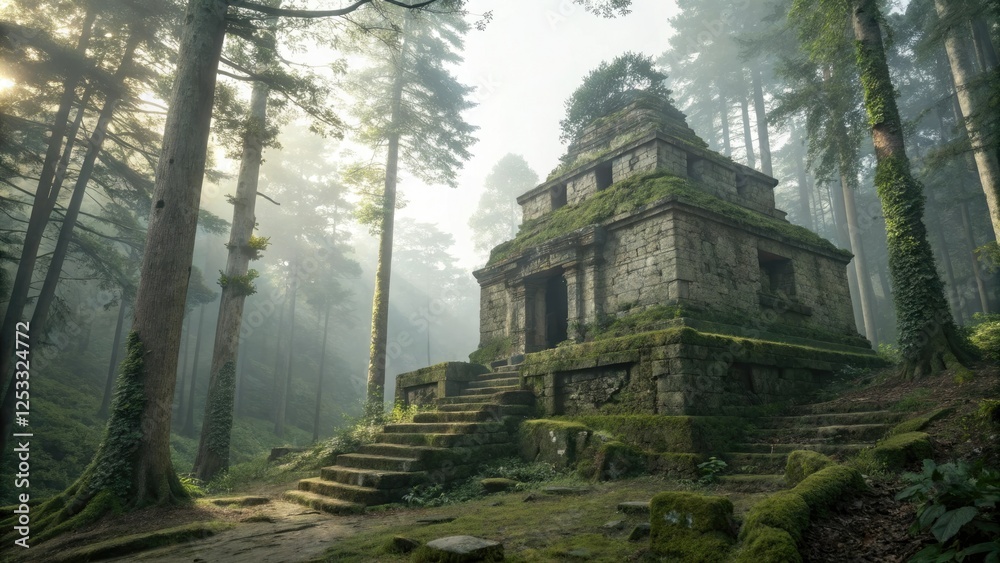 Mysterious and ancient stone structure in the forest, weathered surfaces, rugged walls, forest ruins, natural formations Mysterious and ancient stone structure in the forest, weathered surfaces, rugged walls, forest ruins, natural formations
