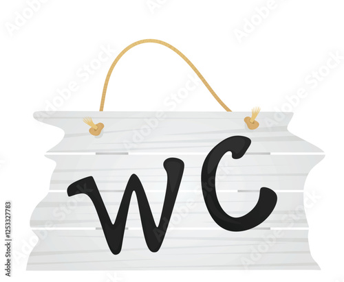 Notice toilette on wooden plank