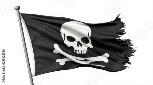 Waving Pirate Flag 3D Render