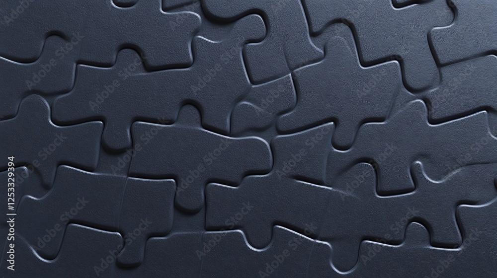 Dark Gray Puzzle Pieces Interlock Seamlessly. AI Generated Dark Gray Puzzle Pieces Interlock Seamlessly. AI Generated