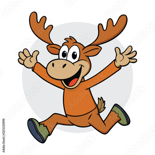 A happy moose's jumping with joy