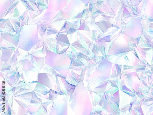 seamless pastel pink and holographic disco background with geometric crystal patterns creates vibrant and futuristic atmosphere