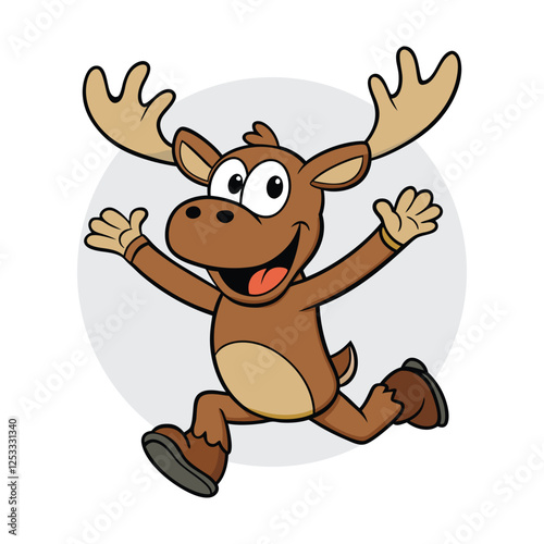 A happy moose's jumping with joy