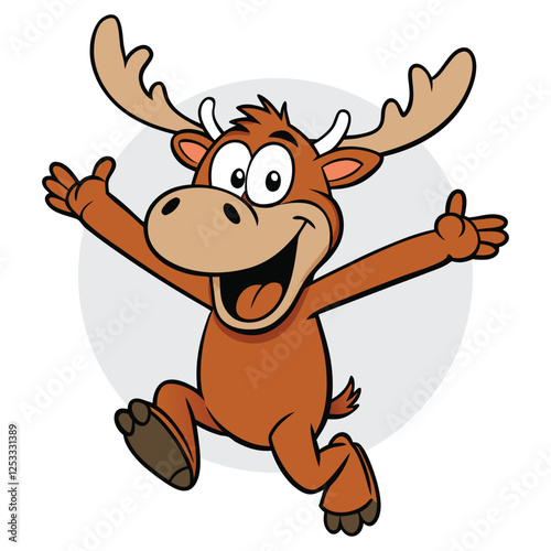 A happy moose's jumping with joy