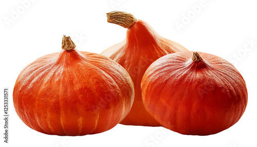 Frische Hokkaido-Kürbisse ausgeschnitten: Leuchtend orange, perfekte Herbsternte. Ideal für gesunde Ernährung, saisonale Rezepte und dekorative Zwecke