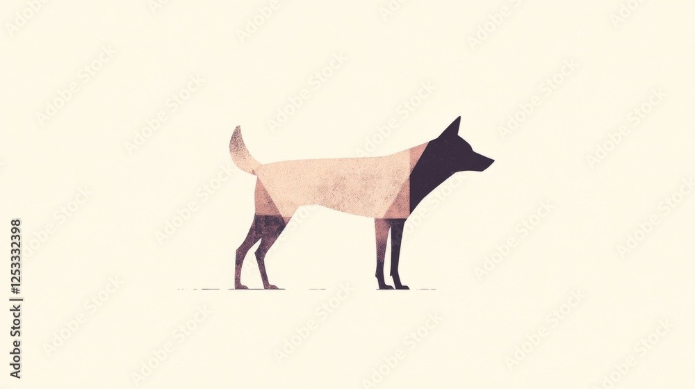 Obraz premium Geometric dog profile, minimalist design, white background, pet illustration
