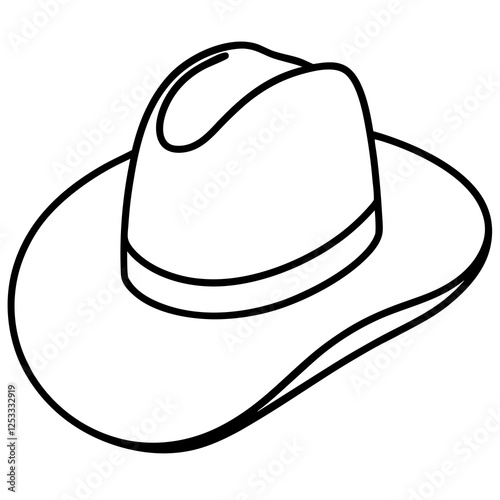 Stetson Hat Outline Art on White Background