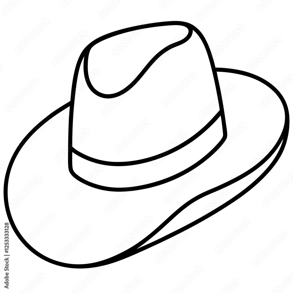 Stetson Hat Outline Art on White Background Stetson Hat Outline Art on White Background