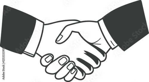 flat vector image on white background, handshake icon, business agreement and arrangement