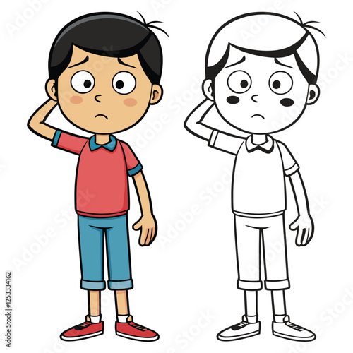 A boy has a headache.