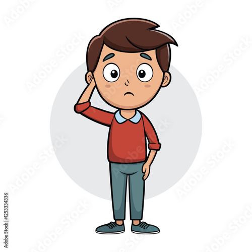 A boy has a headache.