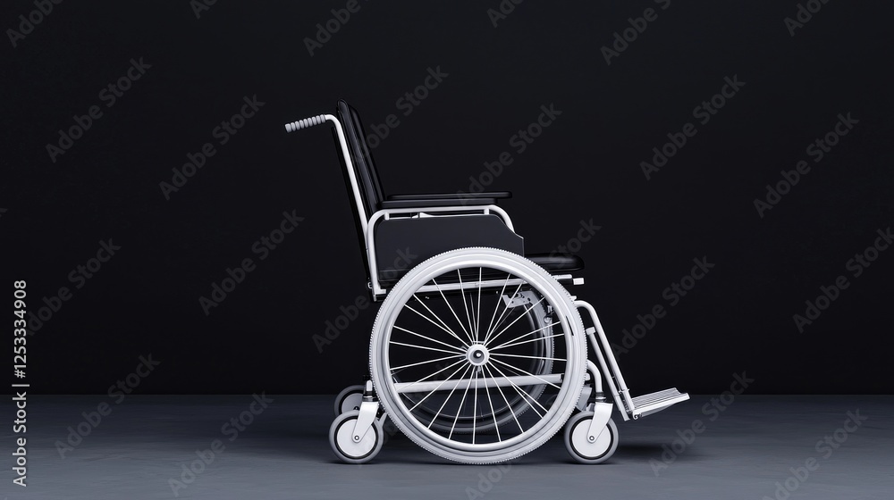 Wheelchair in dark room, medical accessibility