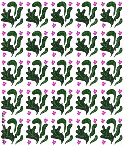 seamless pattern background with flower and leaf isolated on white