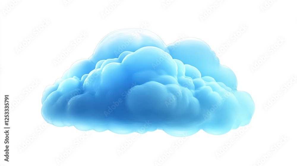 A Single Fluffy Blue Cloud Isolated on White A Single Fluffy Blue Cloud Isolated on White