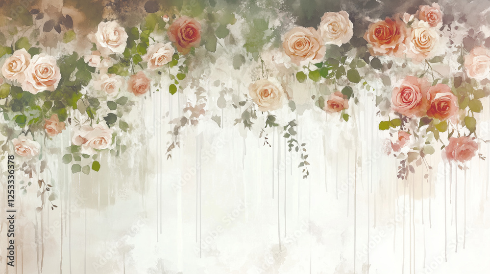 Obraz premium Elegant watercolor roses in soft pastel tones
