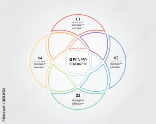 Business Infographic modern design template for banners and infographics for 4 gradient venn diagram circle line step
