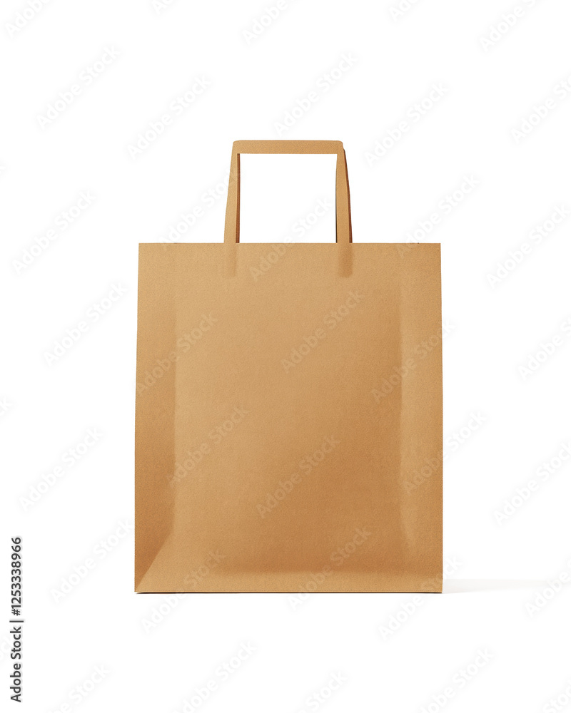 A brown paper bag for carrying food, with no text or logo on it. The background is white A brown paper bag for carrying food, with no text or logo on it. The background is white