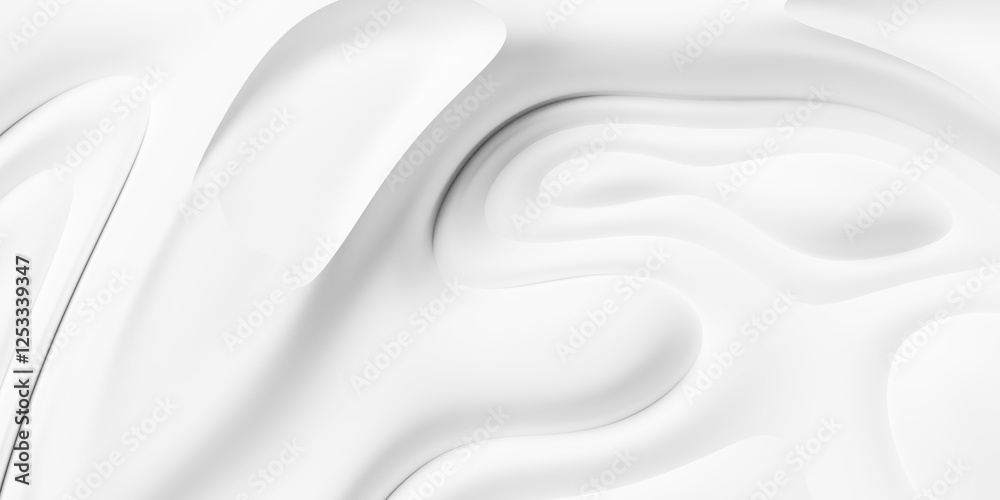 Obraz premium Smooth white organic wave or dunes shapes geometrical background wallpaper banner pattern flat lay from above