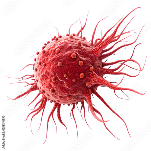 Red cancer cell isolated on a transparent background.
