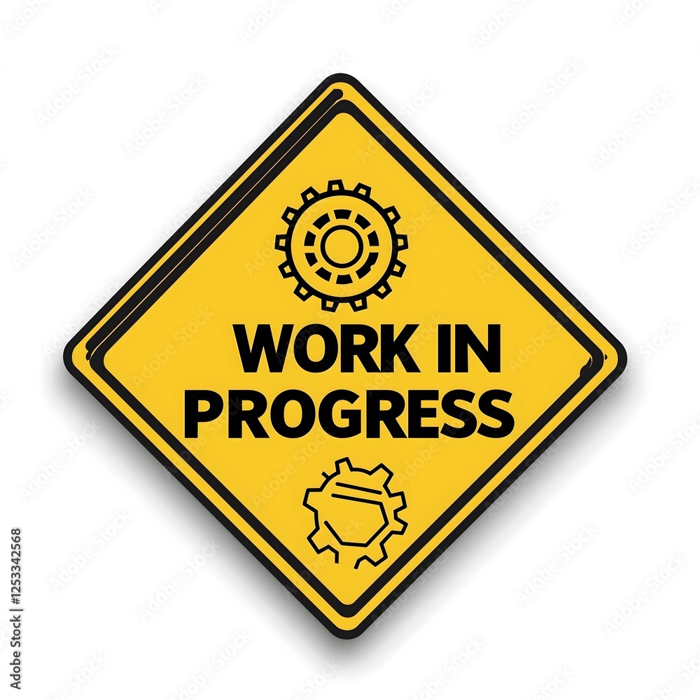 Professional Construction Site Work in Progress Warning Safety Decal with Mechanical Gear Design for Industrial Zones and Construction Areas Yellow Diamond Shape Sign Professional Construction Site Work in Progress Warning Safety Decal with Mechanical Gear Design for Industrial Zones and Construction Areas Yellow Diamond Shape Sign