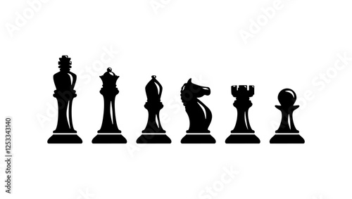 chess pieces , black isolated silhouette