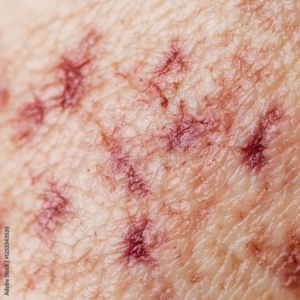 Fototapeta premium Detailed Close-Up of Human Skin Texture with Visible Blood Vessels