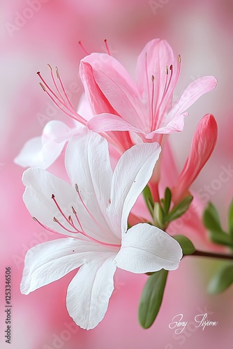 Pink and White Spring Blossoms on a Soft Focus Background, Natural Light Floral Photography