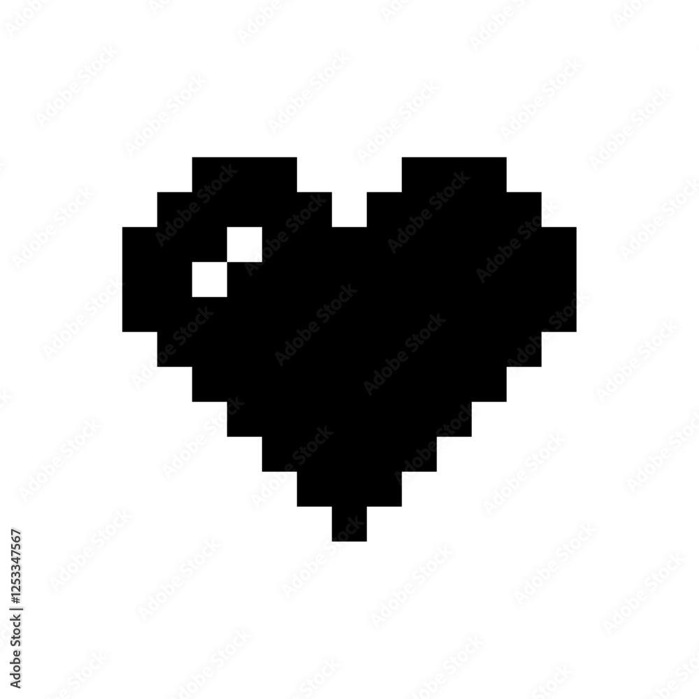 ドット絵ハート(黒)、絵文字、ピクセル、ベクター、透過背景 ドット絵ハート(黒)、絵文字、ピクセル、ベクター、透過背景