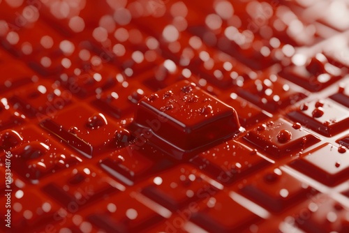 Abstract red geometric shapes with water drops photo