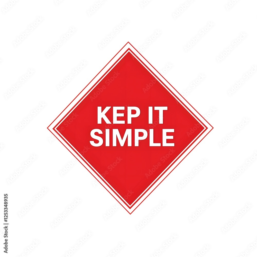 Motivational keep it simple diamond shape decal featuring minimalist typography inspirational quote message modern design red white colors decorative wall vinyl Motivational keep it simple diamond shape decal featuring minimalist typography inspirational quote message modern design red white colors decorative wall vinyl