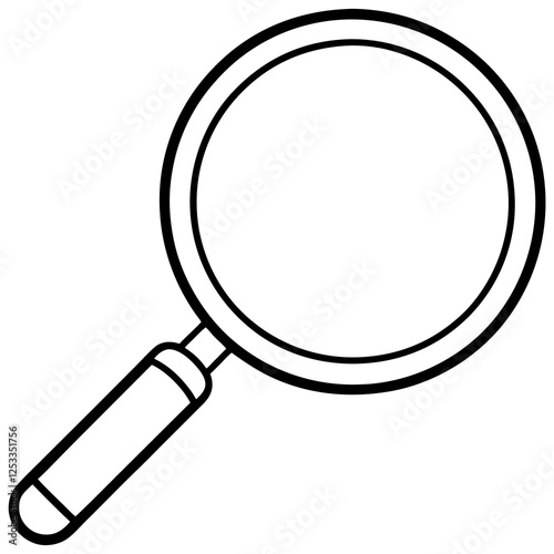 Magnifying Glass Line Art Vector Illustration