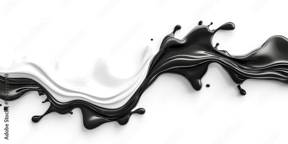 Black and white splash of paint on a white background Black and white splash of paint on a white background