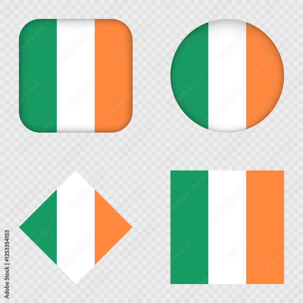 Ireland Flag Icons Pack. Vector illustration. Ireland Flag Icons Pack. Vector illustration.