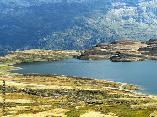 The alpine lake Tannensee or Tannen Lake in the Uri Alps mountain massif, Kerns - Canton of Obwalden, Switzerland (Kanton Obwald, Schweiz) photo