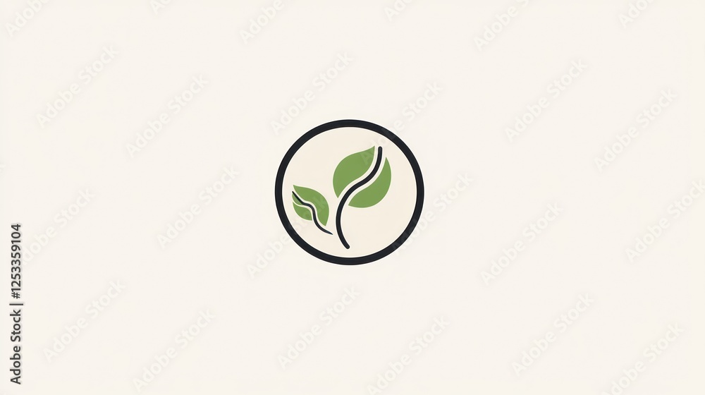 Simple green leaves in circle, nature, growth, minimal design, for website or app background, logo Simple green leaves in circle, nature, growth, minimal design, for website or app background, logo