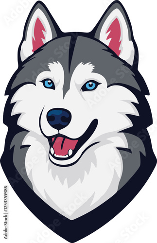 siberian husky dog head mascot logo design concept vector illustration white background