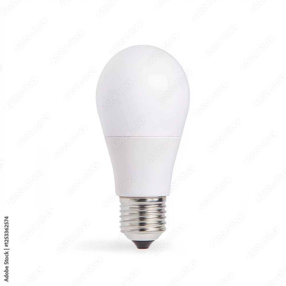 A light bulb, household utility, LED design, white and silver, isolated on white background A light bulb, household utility, LED design, white and silver, isolated on white background