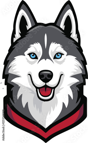 siberian husky dog head mascot logo design concept vector illustration white background