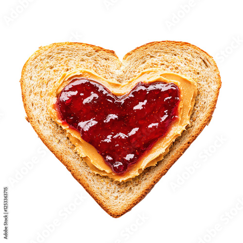 a heart shaped peanut butter and jelly sandwich
