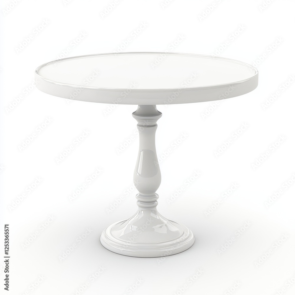 A cake stand, transparent glass, round platform, side view, isolated on white background A cake stand, transparent glass, round platform, side view, isolated on white background